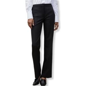 Women Lafayette 148 Black Career Pant 12 Short Trouser Wool Corporate Modern NEW